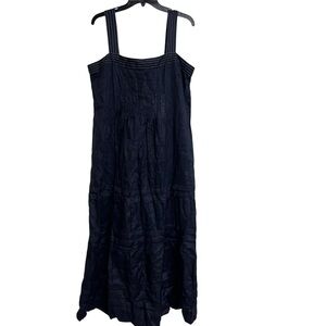 NWT Wrap London 100% Linen Deep Navy Square Neck Maxi Dress